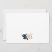 ダスティブルーピンク赤面フローラ結婚金ゴールド サンキューカード (裏面)