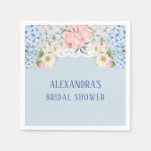 ダスティブルーピーオンロマンティックアジサイブライダルシャワー スタンダードカクテルナプキン (正面)