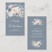 ダスティブルーピーシーバラエレガントフローラパステル 名刺 (正面/裏面)