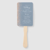 ダスティブルーピーチグリッターエッジ結婚式 プログラム ハンドファン (正面)