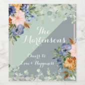 ダスティブルーピーチグリーン結婚ズ ワインラベル (シングルラベル)