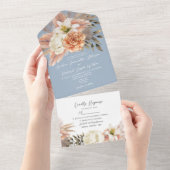 ダスティブルーピーチフローラオールインワン招待状 オールインワン招待状 (貼ってはがせる)