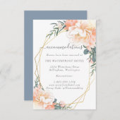 ダスティブルーピーチフローラ金ゴールド結婚ズアコモデーション エンクロージャーカード (正面/裏面)