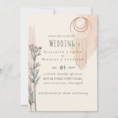 ダスティブルーピーチボホ結婚式招待状 (正面)