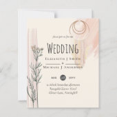 ダスティブルーピーチボホ結婚式招待状 (正面)