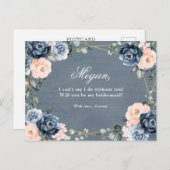 ダスティブルーピーチ赤面は私の花嫁になる ポストカード (正面/裏面)