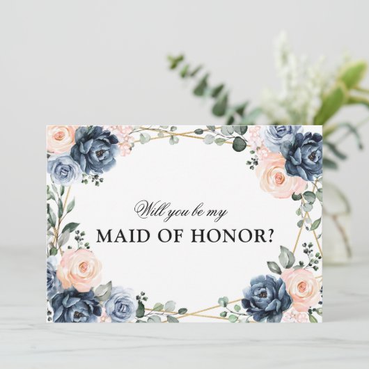ダスティブルーピーチ赤面ウィルメイド・オブ・オーナー(花嫁付き添い人)I 招待状 (スタンド正面)