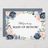 ダスティブルーピーチ赤面ウィルメイド・オブ・オーナー(花嫁付き添い人)I 招待状 (正面/裏面)