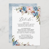 ダスティブルーピーチ赤面ボタニカルフローラ結婚ズ エンクロージャーカード (正面/裏面)