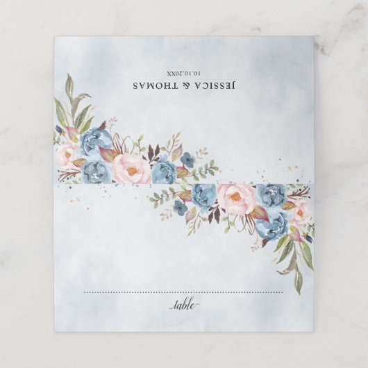 ダスティブルーピーチ赤面ボタニカルフローラ結婚ズ プレイスカード (外部開封)