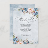 ダスティブルーピーチ赤面ボタニカルブライダルシャワー サンキューカード (正面/裏面)