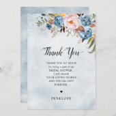 ダスティブルーピーチ赤面ボタニカルブライダルシャワー サンキューカード (正面/裏面)