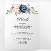 ダスティブルーピーチ赤面幾何フローラ結婚ズTr 三つ折り案内状 (内部最初)