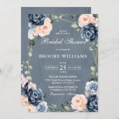 ダスティブルーピーチ赤面幾何学ブライダルシャワー 招待状 (正面/裏面)