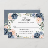 ダスティブルーピーチ赤面幾何学的フローラ結婚ズRS 出欠カード (正面/裏面)