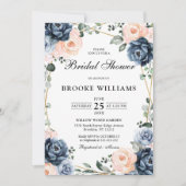 ダスティブルーピーチ赤面幾何学的ブライダルシャワーInv 招待状 (正面)