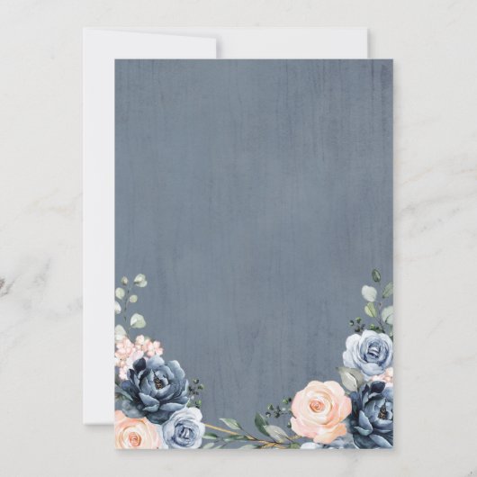 ダスティブルーピーチ赤面幾何学的ブライダルシャワーInv 招待状 (裏面)