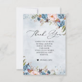ダスティブルーピーチ赤面植物学ブライダルシャワーTh サンキューカード (正面)