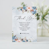 ダスティブルーピーチ赤面植物学ブライダルシャワーTh サンキューカード (スタンド正面)