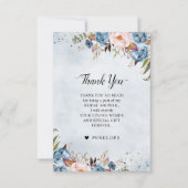 ダスティブルーピーチ赤面植物学ブライダルシャワーTh サンキューカード (正面)