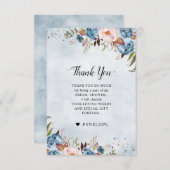 ダスティブルーピーチ赤面植物学ブライダルシャワーTh サンキューカード (正面/裏面)