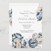 ダスティブルーピーニーバラ&グリッター婚約パーティ 招待状 (正面/裏面)