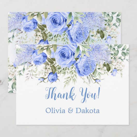 ダスティブルーピーニーブロッサムシックサンキューカード 招待状 (正面/裏面)