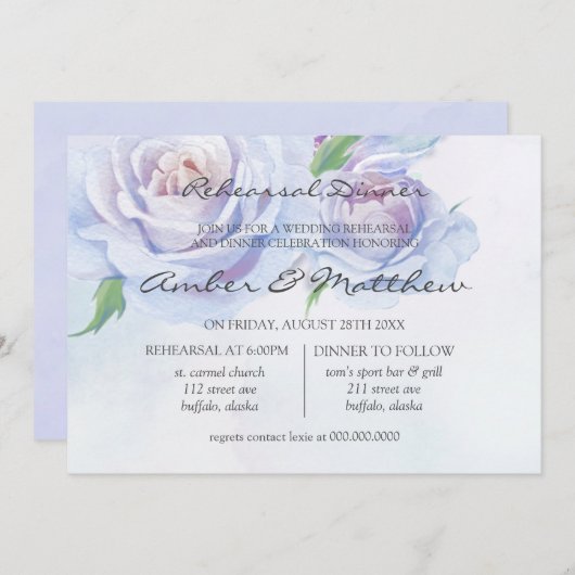 ダスティブルーピーニーリハーサルディナー 招待状 (正面/裏面)