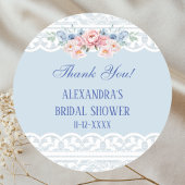 ダスティブルーピーニーレースブライダルシャワーサンキューユナイテッド ラウンドシール