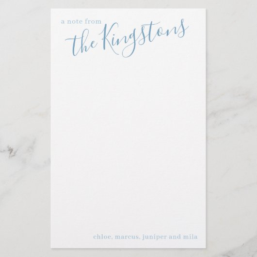 ダスティブルーファミリー名スクリプトひな形 便箋 (正面)