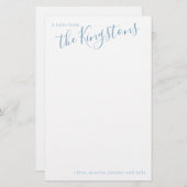 ダスティブルーファミリー名スクリプトひな形 便箋 (正面/裏面)