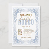 ダスティブルーファーストロデオ誕生日招待状ウェスト 招待状 (正面)