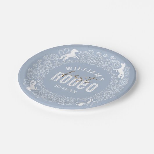 ダスティブルーファーストロデオ誕生日紙プレート- Wes ペーパープレート (アングル)