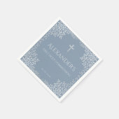 ダスティブルーファースト聖餐式エレガント少年離れの スタンダードカクテルナプキン (角)