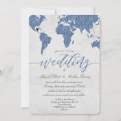 ダスティブルーフォイルワールドマップデスティネーションウェディング 招待状 (正面)
