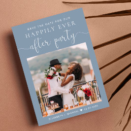 ダスティブルーフォトウェディングレセプション日付を保存 案内状