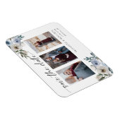 ダスティブルーフォトウェディング日付を保存エレガント マグネット (右側)