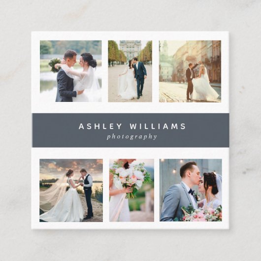 ダスティブルーフォトコラージフォトグラファー広場 スクエア名刺 (正面)