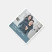 ダスティブルーフォトシンプルー優雅なウェディングモダン スタンダードカクテルナプキン (角)