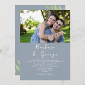 ダスティブルーフォト結婚式招待状 招待状 (正面/裏面)