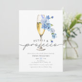 ダスティブルーフォト花びら&プロセッコブライダルシャワー 招待状 (スタンド正面)