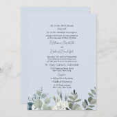 ダスティブルーフォーマルフローラ両結婚親 招待状 (正面/裏面)