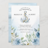 ダスティブルーフラワーズいかり結婚式招待状 招待状 (正面/裏面)