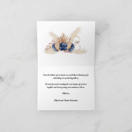 ダスティブルーフラワーズアン結婚ドパンパス サンキューカード (内部)