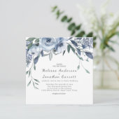 ダスティブルーフラワーズバラ結婚式招待状 (スタンド正面)