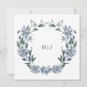 ダスティブルーフラワーズバラ結婚式招待状 (裏面)