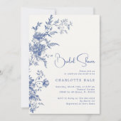 ダスティブルーフラワーズブライダルシャワー 招待状 (正面)