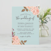 ダスティブルーフランスのカントリー側赤面フローラ結婚ズ 招待状 (スタンド正面)