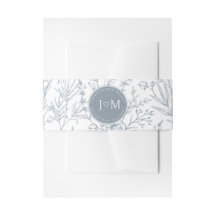 ダスティブルーフランスの結婚式招待状ベリーバンド