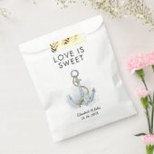 ダスティブルーフローラいかり結婚式の引き出物バッグ フェイバーバッグ (封をした状態)